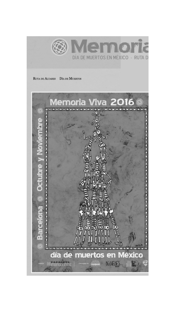 artel de Memoria Viva 2016 con la programación de actividades del Día de Muertos