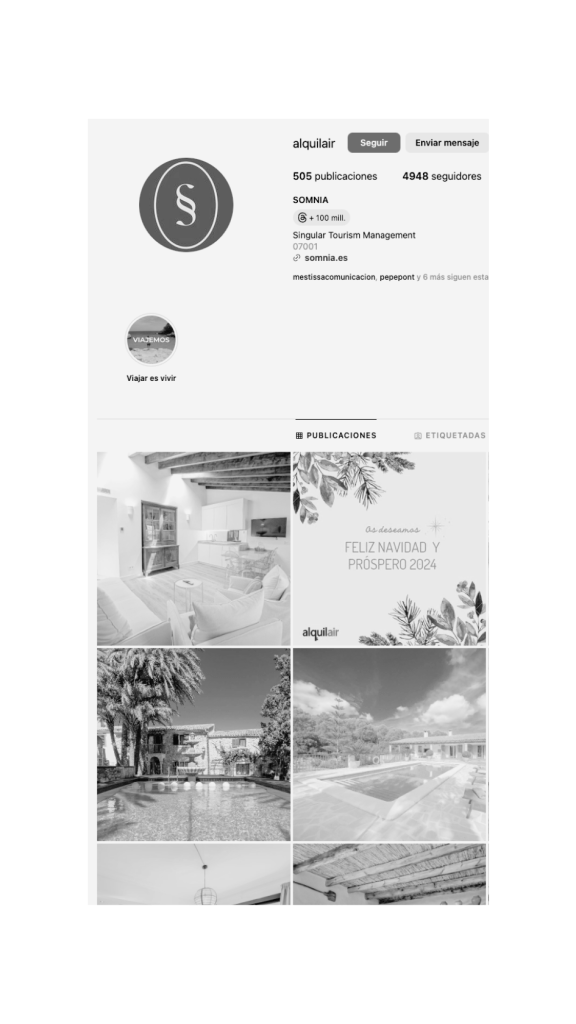 Composición del perfil y los contenidos para redes sociales de Alquilair